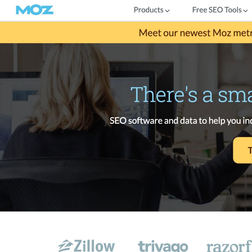 A person using Moz to do keyword research