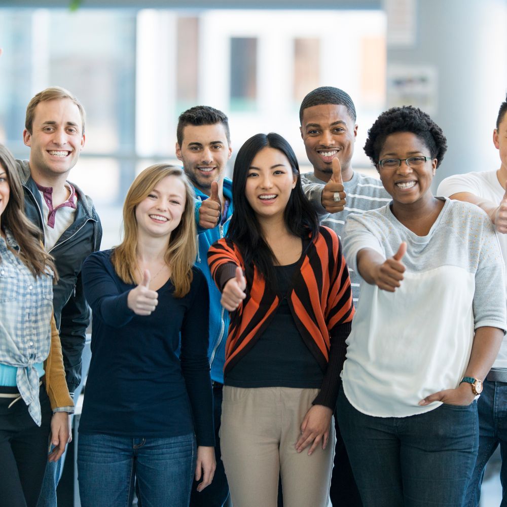 Group of college students discussing brand ambassador role